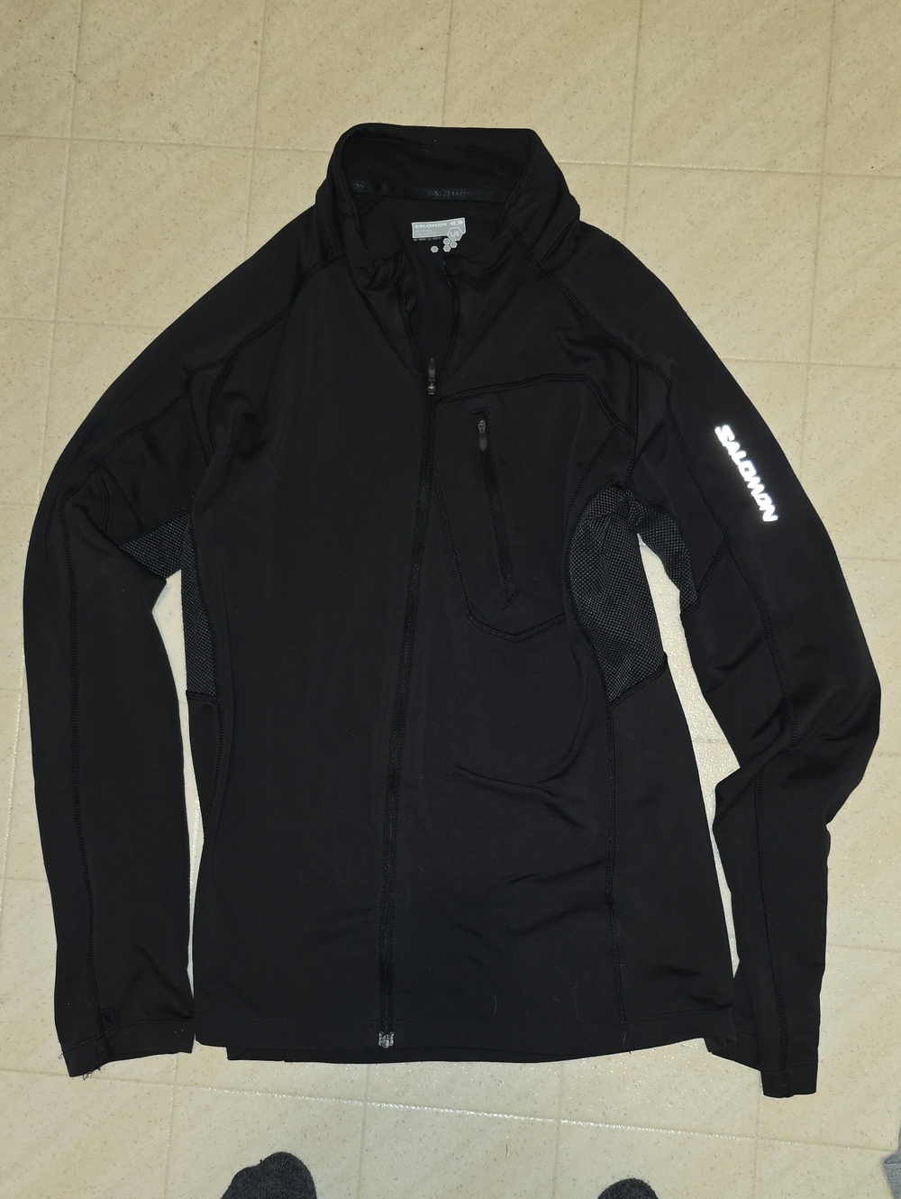 Salomon Black Women's Sweater with Reflective Sleeve Logo